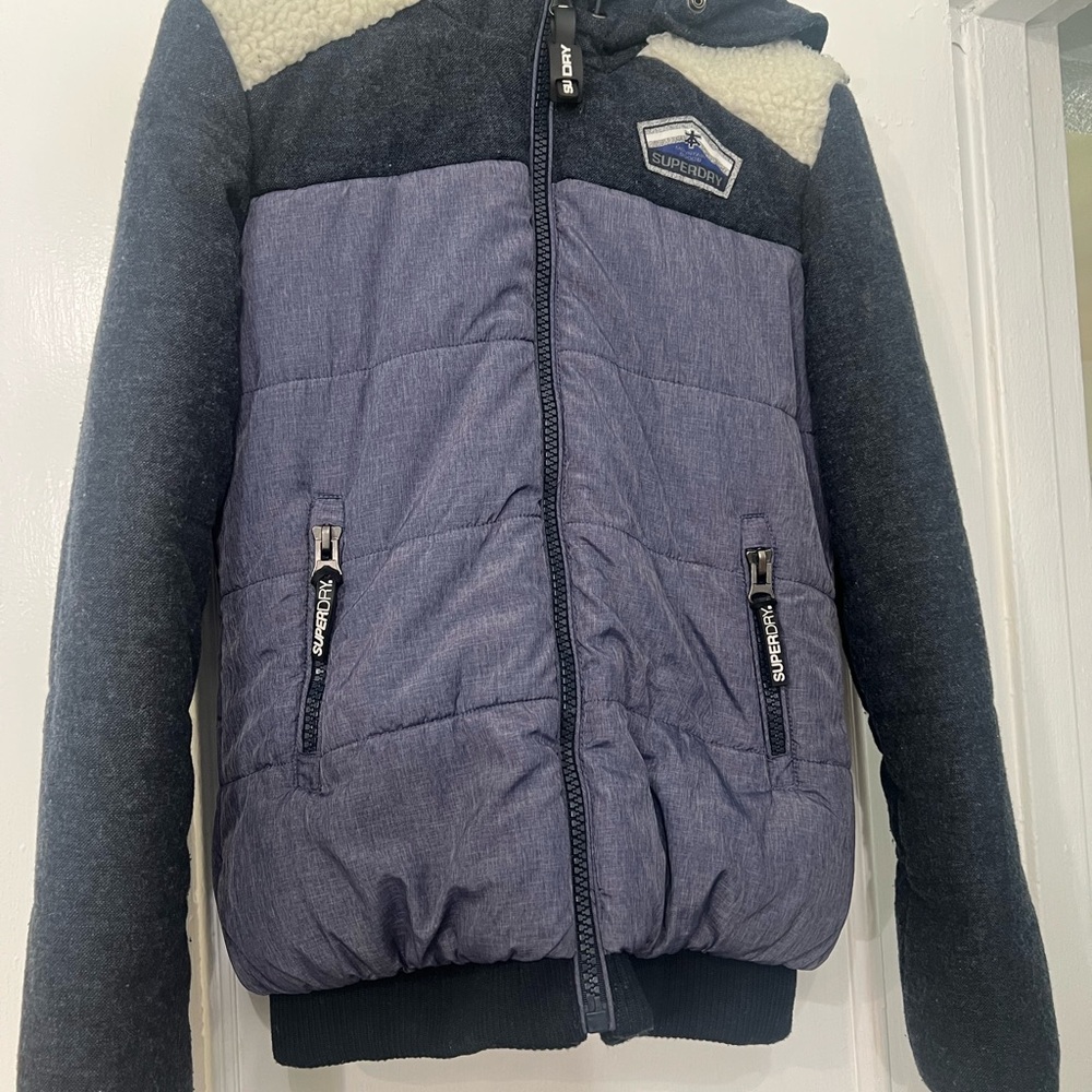 Superdry Blue and Gray Bomber Jacket